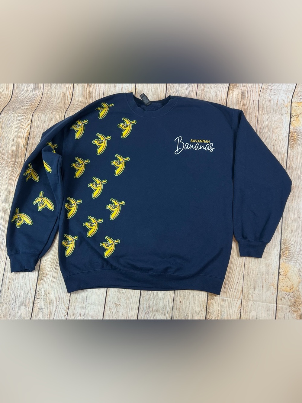 Savannah Bananas Baseball Blue Crewneck Sweatshirt Size XL